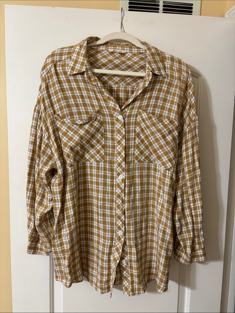 Mustard Plaid Button-Up Shirt